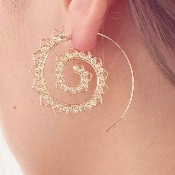 💚 Boho Spiral Earrings - Picture 1 of 2